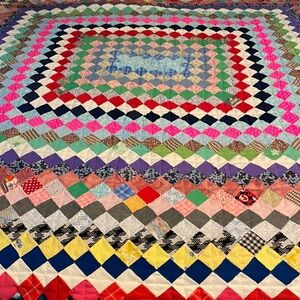 handmade colorful diamond quilt coverlet blanket